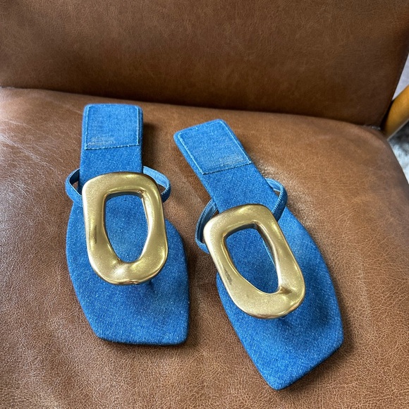 Jeffrey Campbell Denim and Gold Sandal - Picture 2 of 3